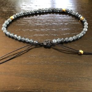 Obsidian and Gold Beaded Bracelet